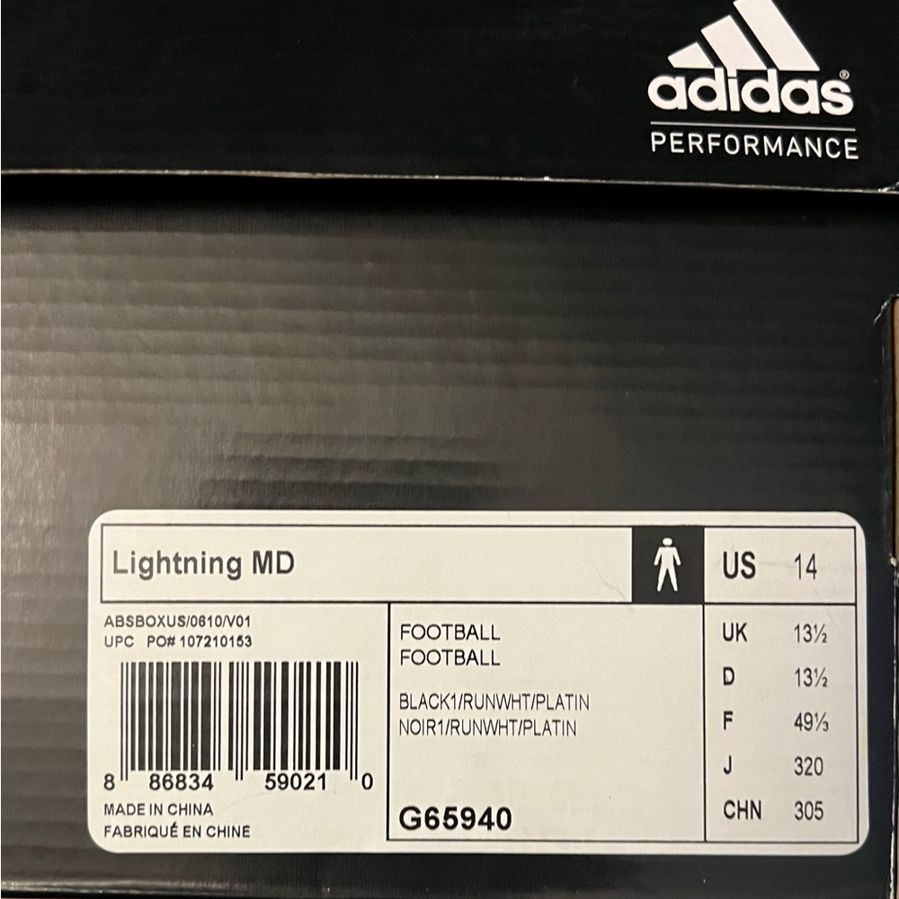 Adidas Men Cleats Lighting LD Football Size 14 Black New - Picture 8 of 8